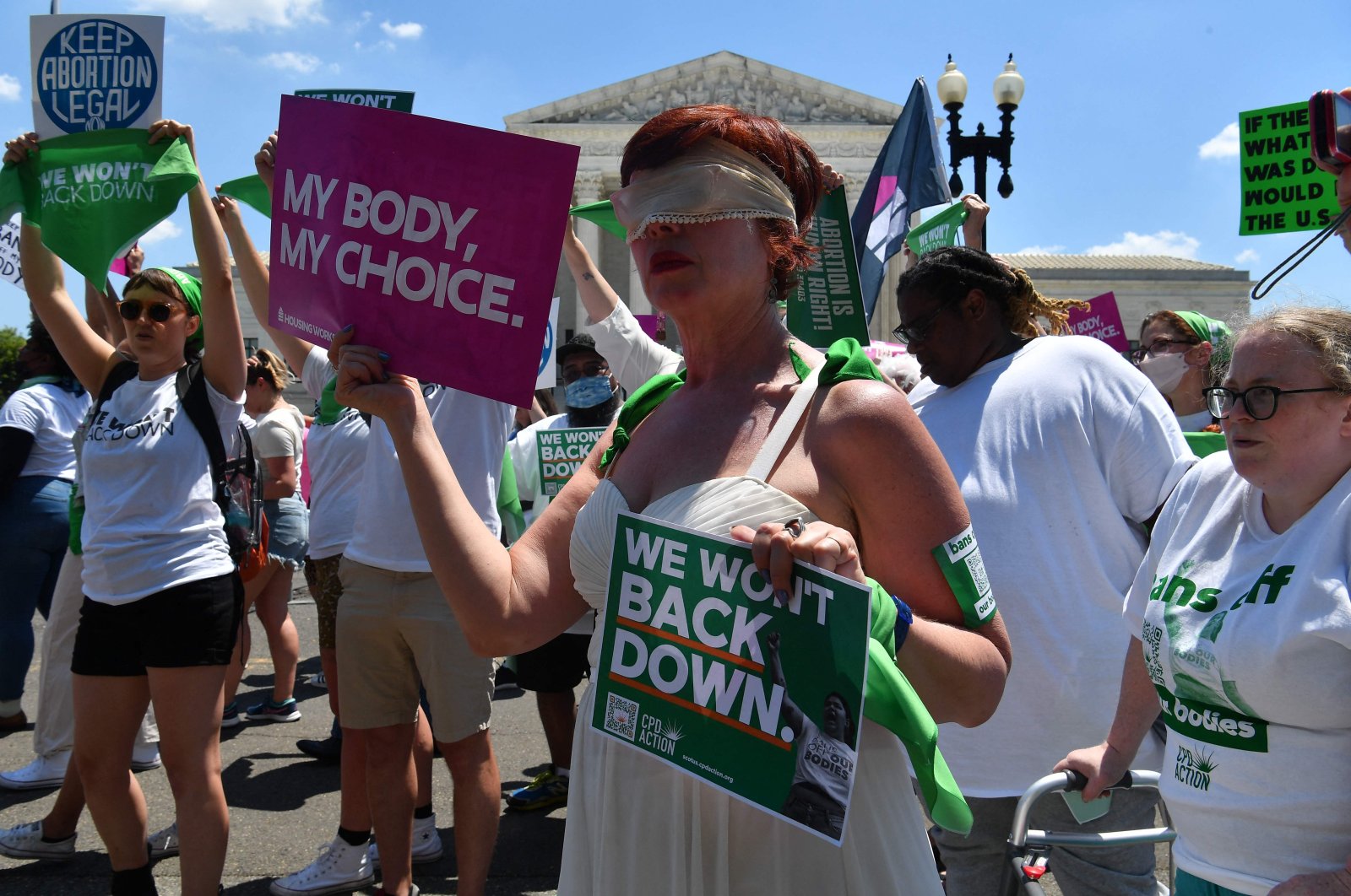 Abortion rights activists protest outside the U.S. Supreme Court, Washington, D.C., U.S., June 30, 2022. (AFP Photo)