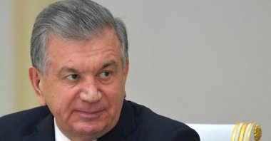 Uzbekistan&#039;s President Shavkat Mirziyoyev attends a meeting in Ashgabat, Turkmenistan, Oct. 11, 2019. (EPA Photo)