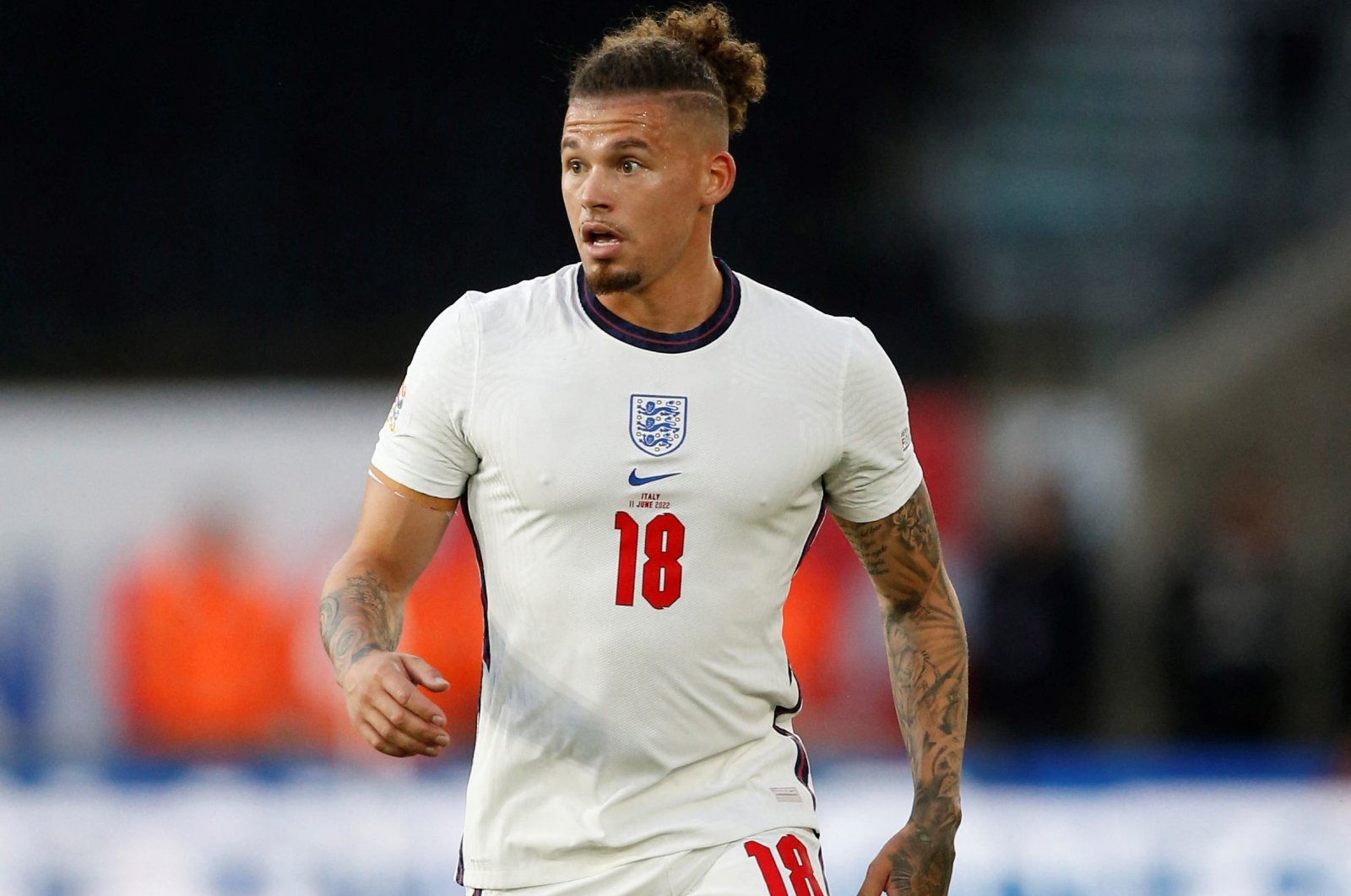 England&#039;s Kalvin Phillips in action during a UEFA Nations League match against Italy, Wolverhampton, England, June 11, 2022. (Reuters Photo)