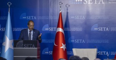 Somali President Hassan Sheikh Mohamud attends a SETA panel in the capital Ankara, Turkey, July 5, 2022. (AA Photo)