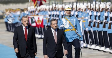 President Recep Tayyip Erdoğan receives Italian Prime Minister Mario Draghi in the capital Ankara, Turkey, July 5, 2022. (AA Photo)