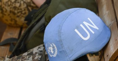 A blue United Nations helmet is seen in Mali (Reuters Photo)