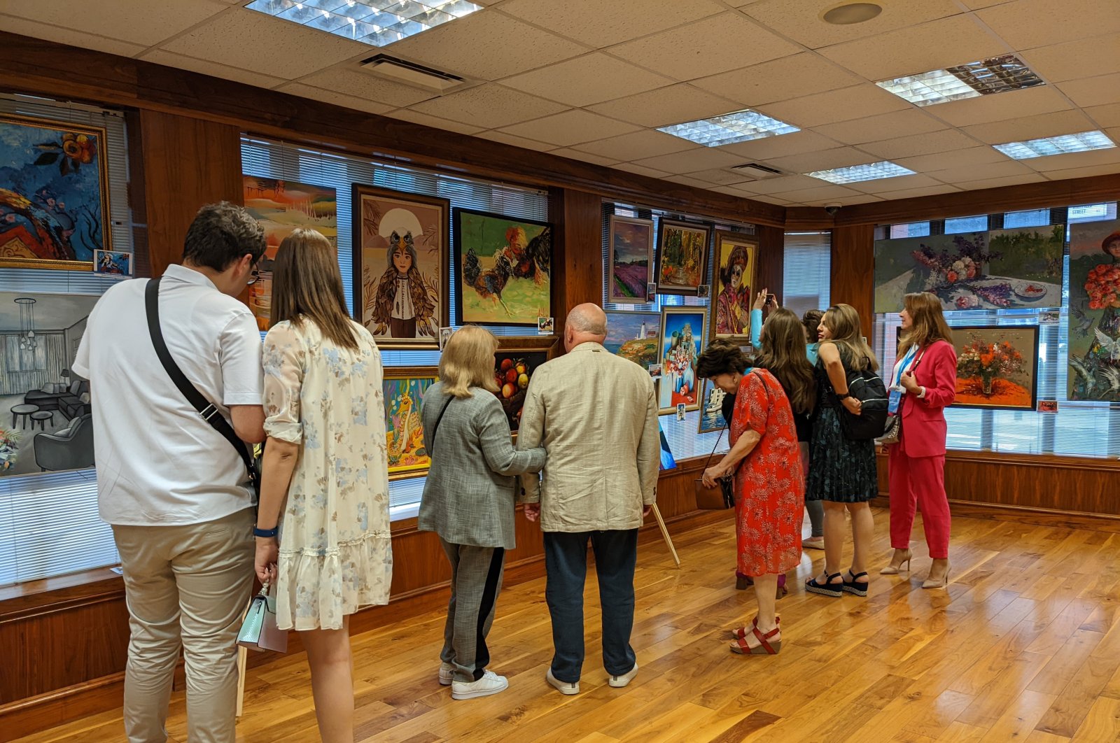 A general view from the opening of &quot;The Art of Diplomacy: A Group Exhibition of Young Azerbaijani Artists&quot; at YEE, London, U.K., June 4, 2022. (Courtesy of YEE London)