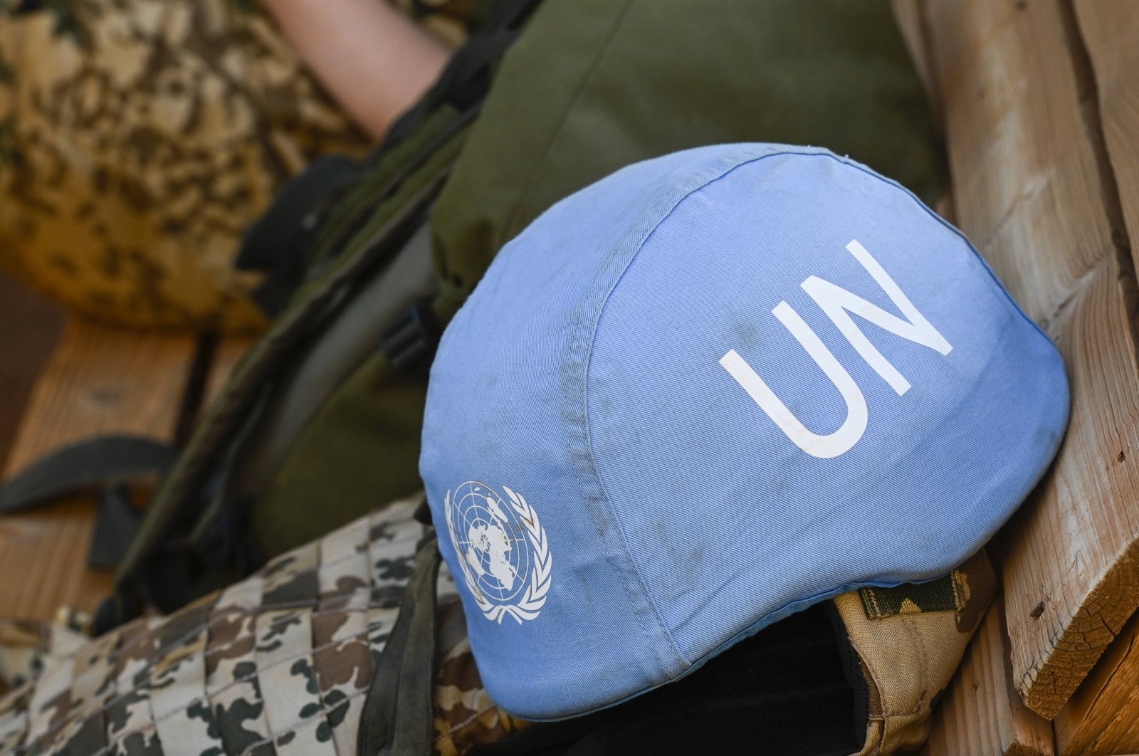 A blue United Nations helmet is seen in Mali (Reuters Photo)