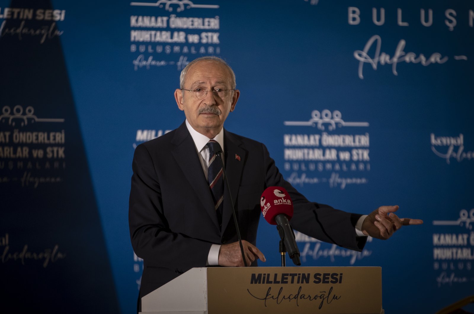 Main opposition Republican People&#039;s Party (CHP) Chairperson Kemal Kılıçdaroğlu speaks during a meeting in the capital Ankara, Turkey, June 30, 2022. (AA Photo)
