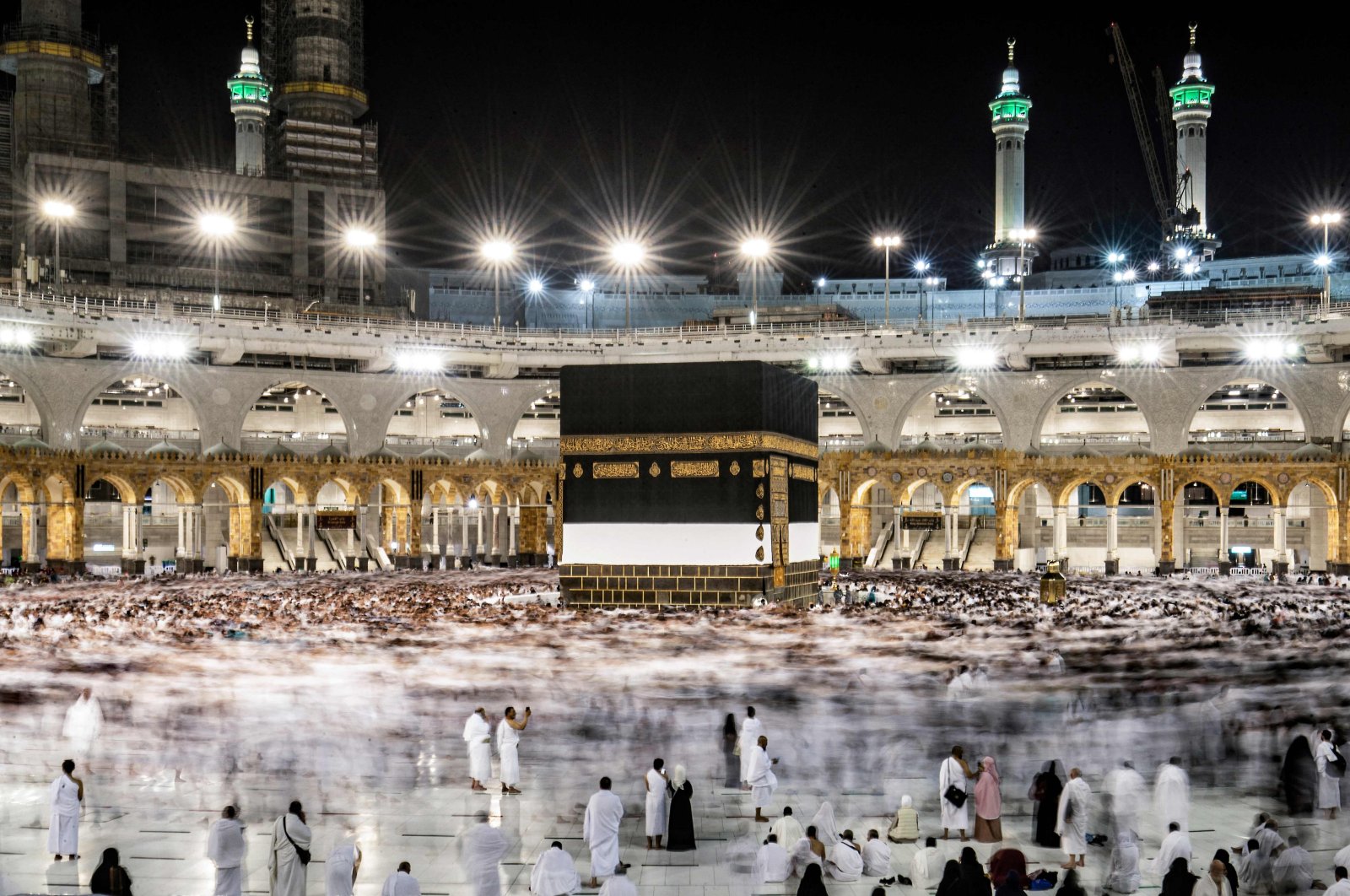 Muslim pilgrims circumambulate around the Kaaba, Islam&#039;s holiest shrine, during the annual Hajj pilgrimage at the Grand Mosque in Mecca, Saudi Arabia, July 6, 2022. (AFP Photo)