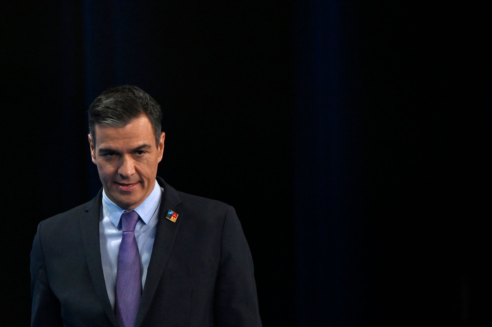 Spanish Prime Minister Pedro Sanchez arrives at a press conference at the recent NATO summit in Madrid, Spain, June 30, 2022. (AFP Photo)