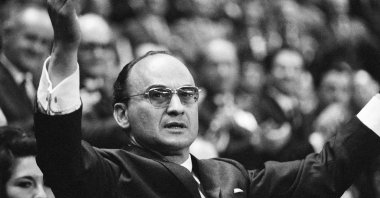 In this file photo, Luis Echeverria Alvarez speaks to party members after becoming the official nominee for the 1970-76 presidential race, during the closing session of the ruling Institutional Revolutionary Party's conventional at the Olympic Sports Palace in Mexico City, Nov. 16, 1969. Current President Andres Manuel Lopez Obrador confirmed the death of Echeverria on Saturday, July 9, 2022. Echeverria, who governed from 1970 to 1976, was 100. (AP File Photo)