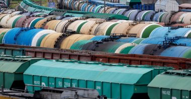 Rail freight cars are shown in Kaliningrad following a ban on the transit of some goods to the Russian Baltic coast exclave via Lithuanian territory under EU sanctions, June 21, 2022. (Reuters Photo)