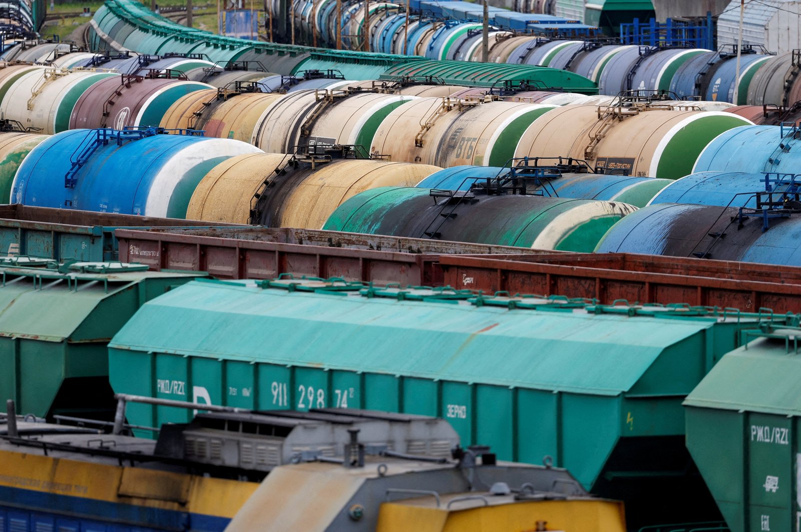 Rail freight cars are shown in Kaliningrad following a ban on the transit of some goods to the Russian Baltic coast exclave via Lithuanian territory under EU sanctions, June 21, 2022. (Reuters Photo)