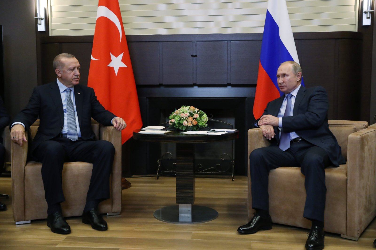 President Recep Tayyip Erdoğan attends a meeting with his Russian counterpart Vladimir Putin in Sochi, Russia, Sept. 29, 2021. (Reuters Photo)