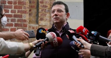 Istanbul mayor Ekrem Imamoğlu speaks to the media in this undated photo, Istanbul, Turkey. (IHA Photo)