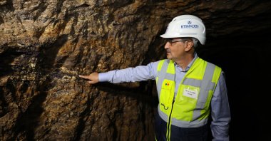 Energy and Natural Resources Minister Fatih Dönmez examines the rare element site in Beylikova district, Eskişehir, central Turkey, July 1, 2022. (AA Photo)