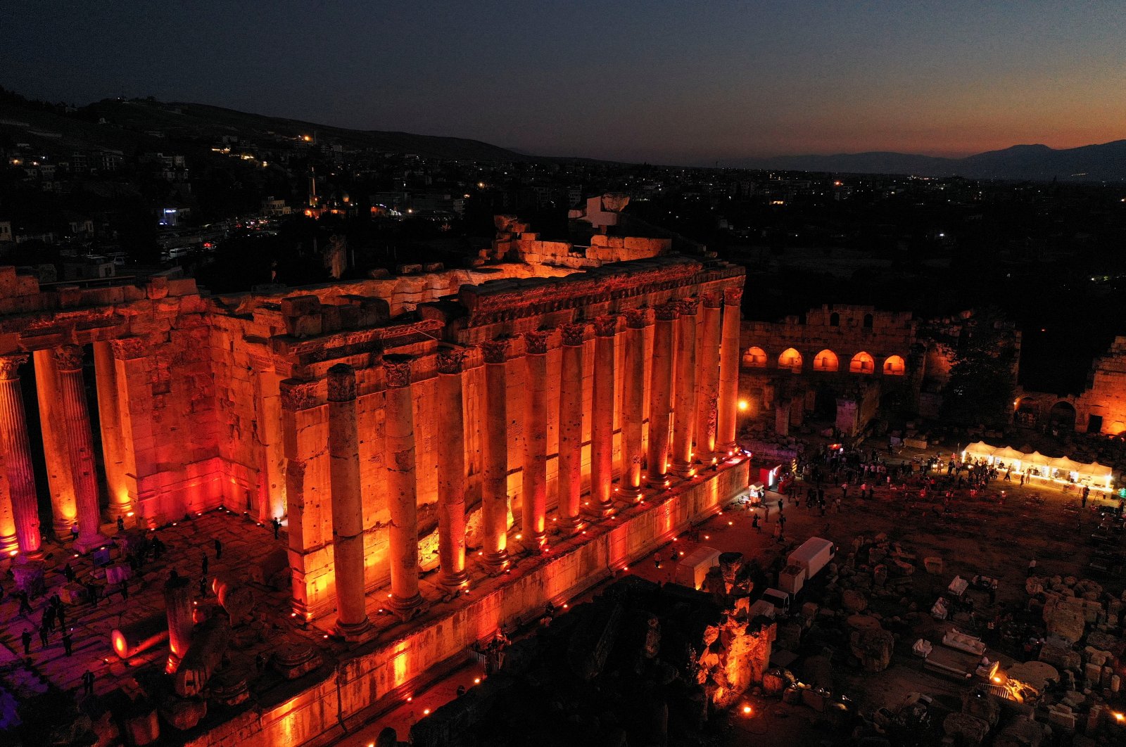 The Temple of Bacchus is illuminated during the opening of the Baalbeck International Festival, in Baalbeck, Lebanon, July 8, 2022. (Reuters Photo)