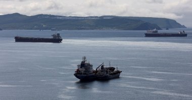 Tankers in Nakhodka Bay near the crude oil terminal Kozmino outside the port city of Nakhodka, Russia, June 13, 2022. (Reuters Photo)