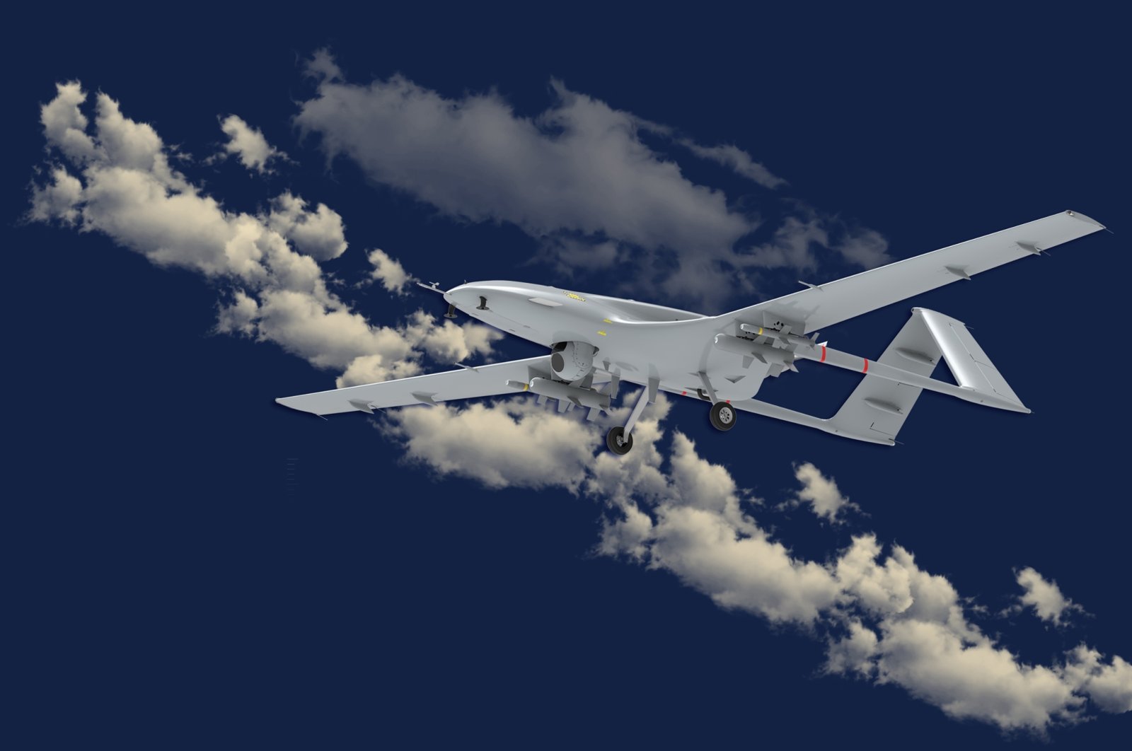 The illustration of Turkey&#039;s Bayraktar TB2 unmanned aerial vehicle. (Photo by Shutterstock)