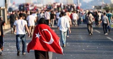People are seen protesting the coup attempt, Istanbul, July 12, 2021 (AA Photo) 