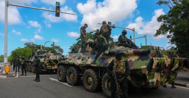 Sri Lankan soldiers stands guard near parliament building in Colombo, Sri Lanka, July 14, 2022, (AFP Photo)