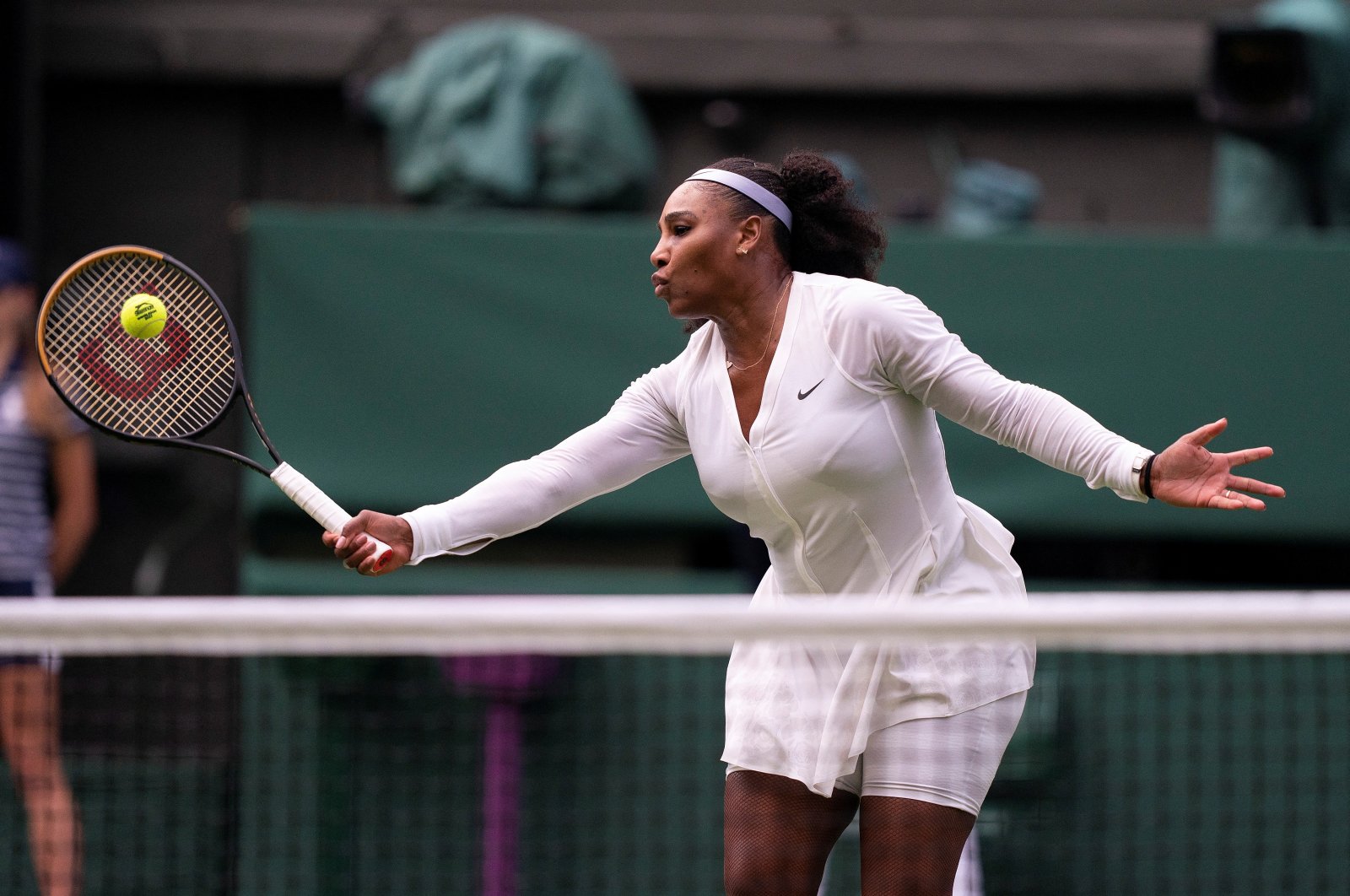 In this file photo, Serena Williams returns a shot during her first-round match against Harmony Tan (FRA) on Day 2 at All England Lawn Tennis and Croquet Club, London, United Kingdom, June 28, 2022. (Susan Mullane/USA TODAY Sports via Reuters)