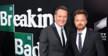 Aaron Paul and Bryan Cranston attend the "Breaking Bad" Los Angeles Premiere at Sony Pictures Studios in Culver City, California, U.S., July 24, 2013. (Getty Images)