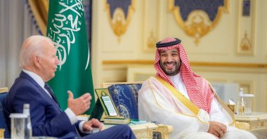 Saudi Crown Prince Mohammed bin Salman and U.S. President Joe Biden meet at Al Salman Palace upon his arrival in Jeddah, Saudi Arabia, July 15, 2022. (Reuters Photo)