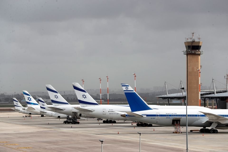 El Al Israel Airlines planes are seen on the tarmac at Ben Gurion International airport in Lod, near Tel Aviv, Israel, March 10, 2020. (Reuters Photo)