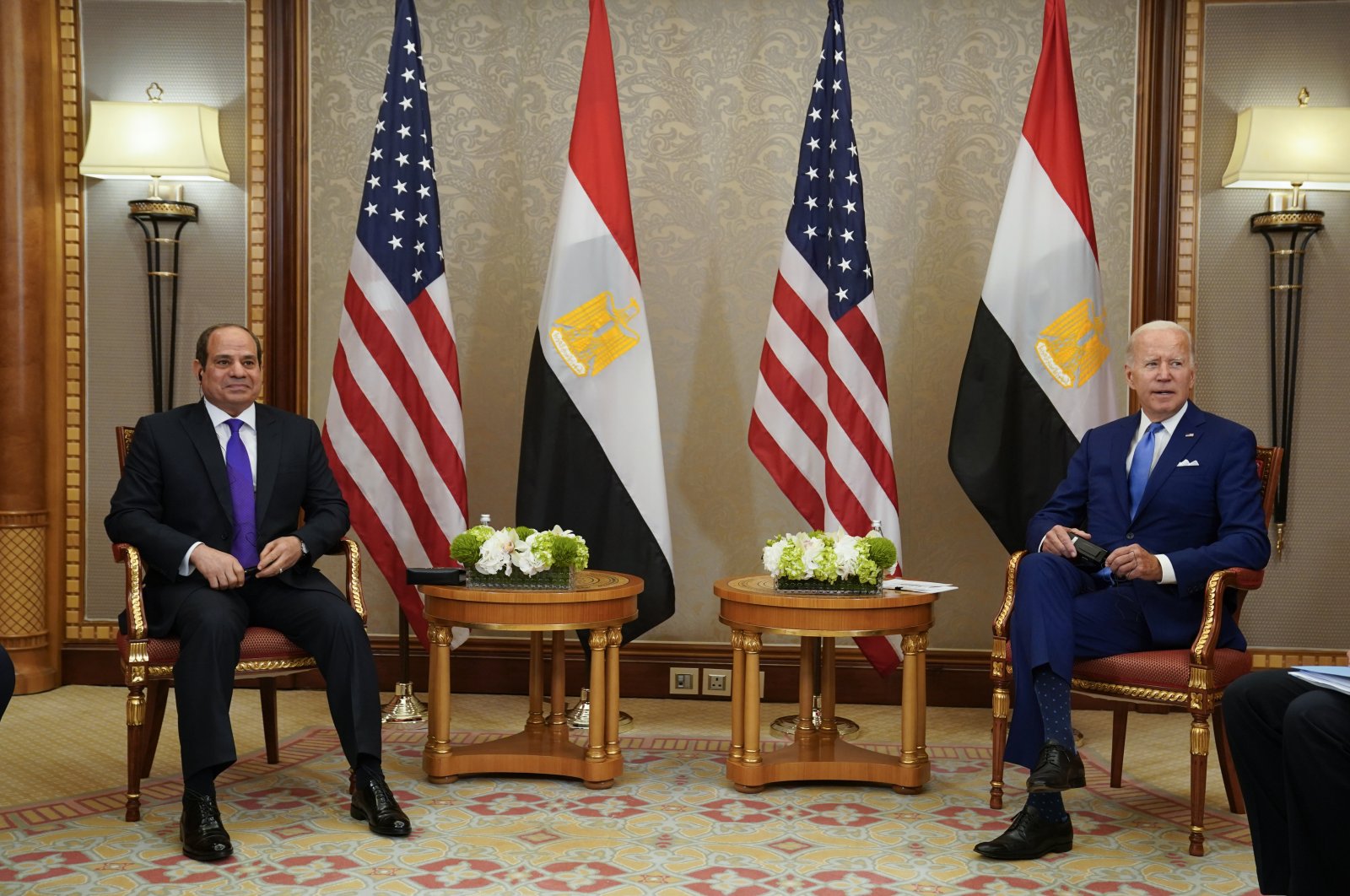 President Joe Biden (R) meets with Egyptian President Abdel Fattah el-Sissi, Jeddah, Saudi Arabia, July 16, 2022. (AP Photo)