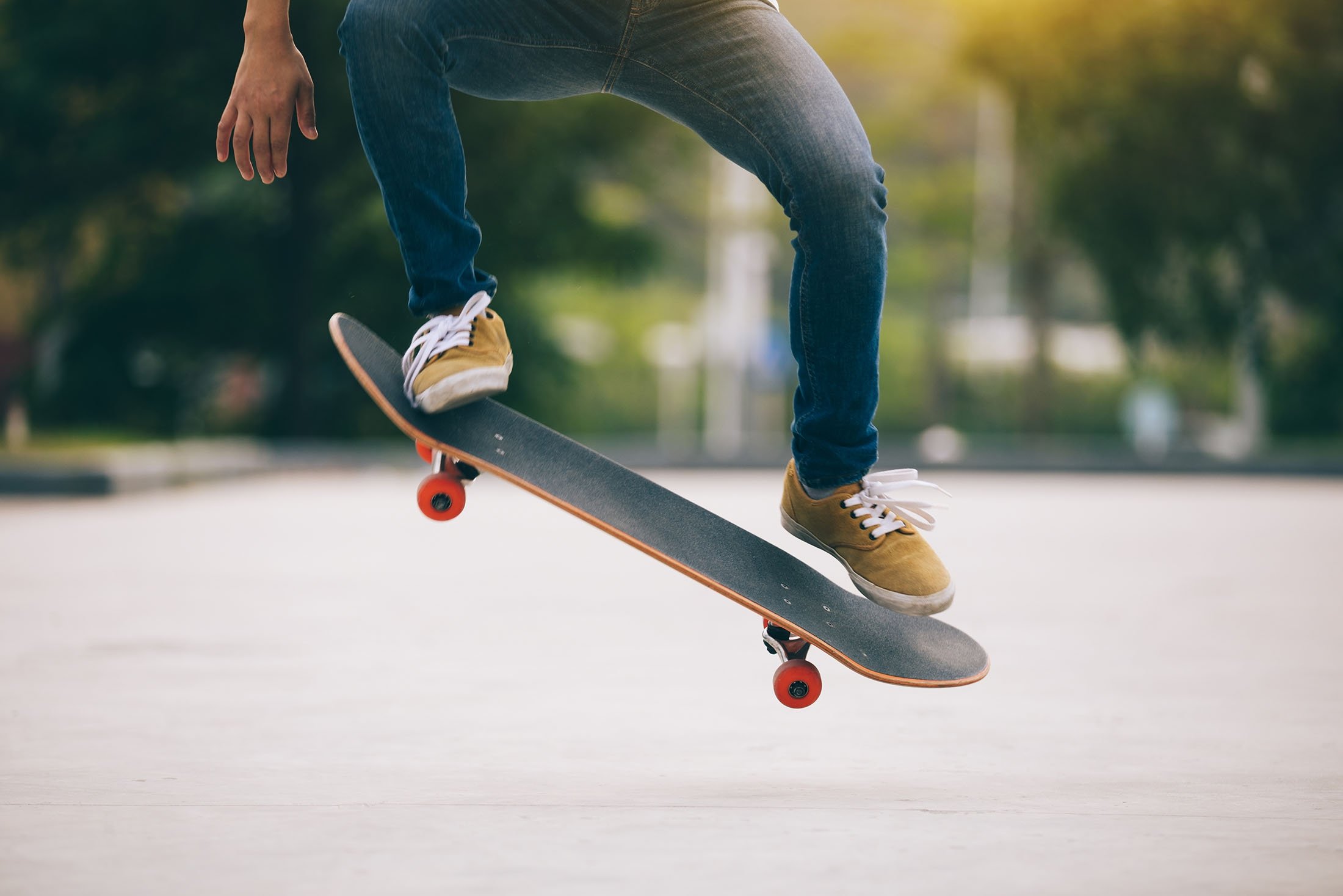 Skateboarding was invented in late 20th century by attaching wheels to wooden blocks. (Shutterstock Photo)