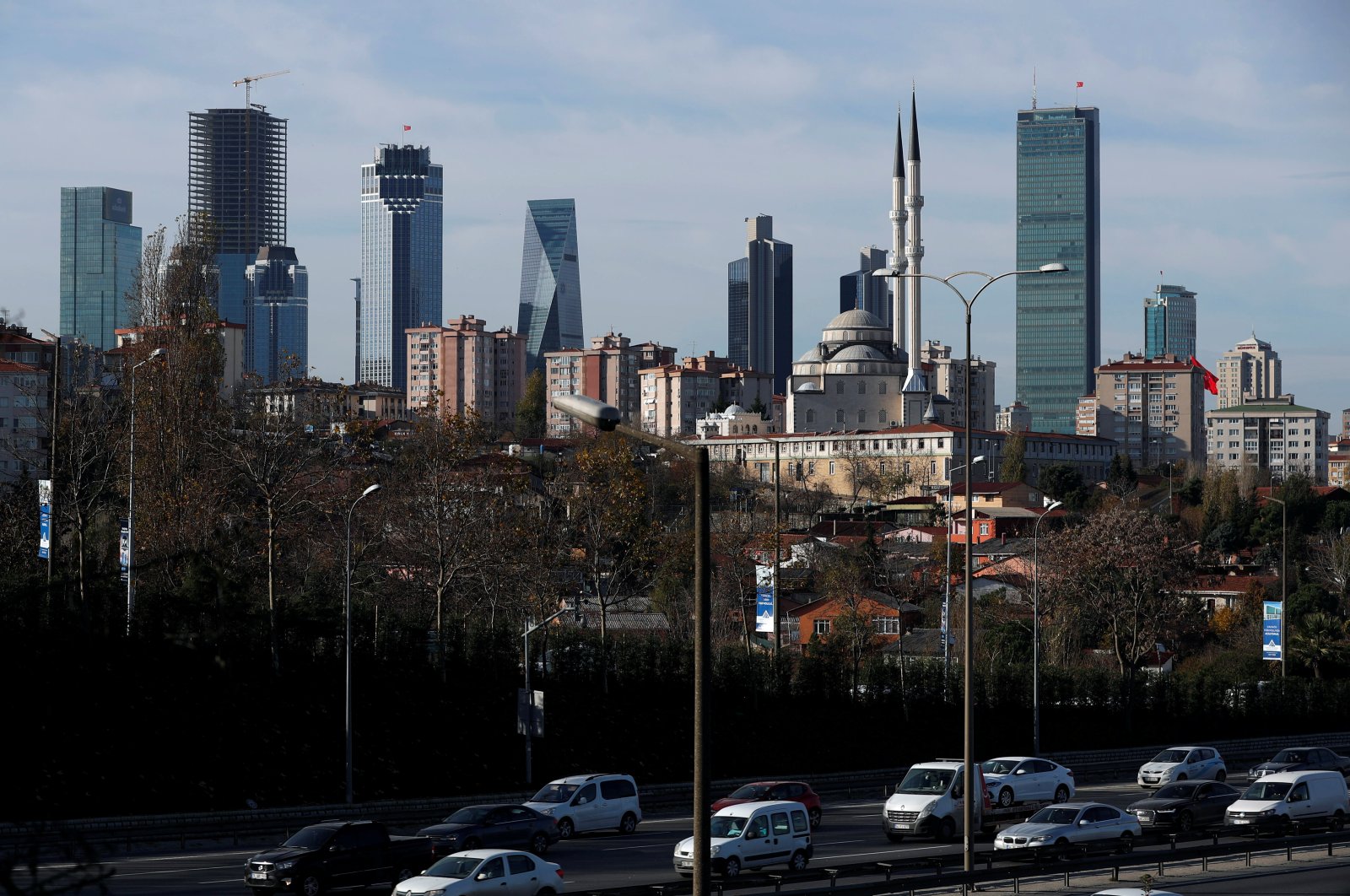 The business and financial district of Levent, which comprises leading Turkish banks&#039; and companies&#039; headquarters, is seen behind a residential neighborhood in Istanbul, Turkey, Nov. 30, 2017. (Reuters Photo)