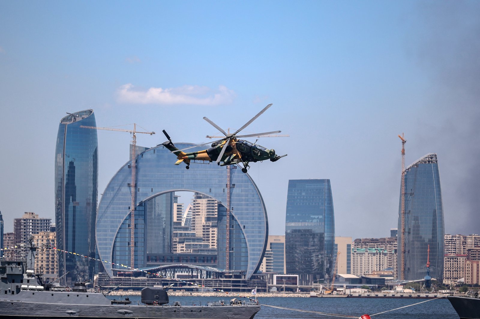 T129 Tactical Reconnaissance and Attack Helicopter (ATAK) stages a show in Baku as part of Teknofest, Turkey’s largest aerospace and technology event, Azerbaijan, May 26, 2022. (AA Photo)