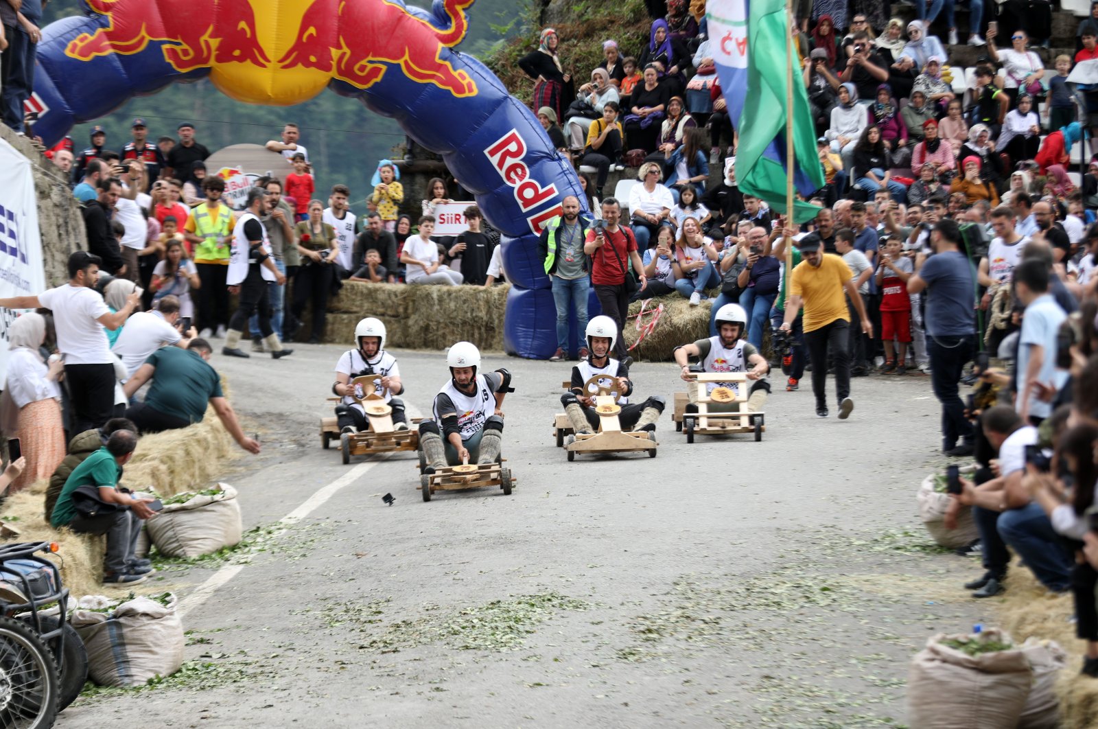 Racers take part in the 13th Traditional Red Bull Formulaz Wooden Car Festival, Rize, Turkey, July 17, 2022. (AA Photo)
