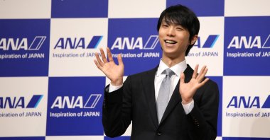 Japan's two-time Olympic champion Yuzuru Hanyu during a press conference, Tokyo, Japan, July 19, 2022. (AP Photo)