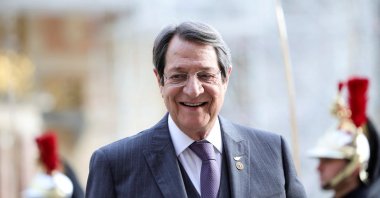 Greek Cypriot leader Nicos Anastasiades arrives to attend an informal summit of EU leaders at the Chateau de Versailles, near Paris, France, March 11, 2022. (Reuters Photo)