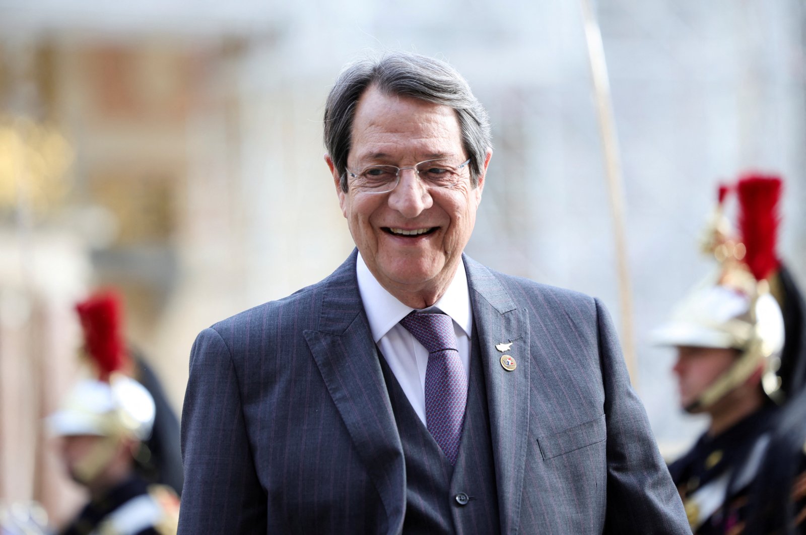Greek Cypriot leader Nicos Anastasiades arrives to attend an informal summit of EU leaders at the Chateau de Versailles, near Paris, France, March 11, 2022. (Reuters Photo)