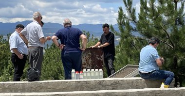 Crews take samples from the water grid of the village, in Bolu, northern Turkey, July 19, 2022. (AA PHOTO)