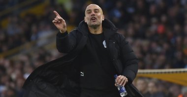 Man City manager Pep Guardiola during a Premier League match against the Wolves, Wolverhampton, England, May 11, 2022. (AP Photo)