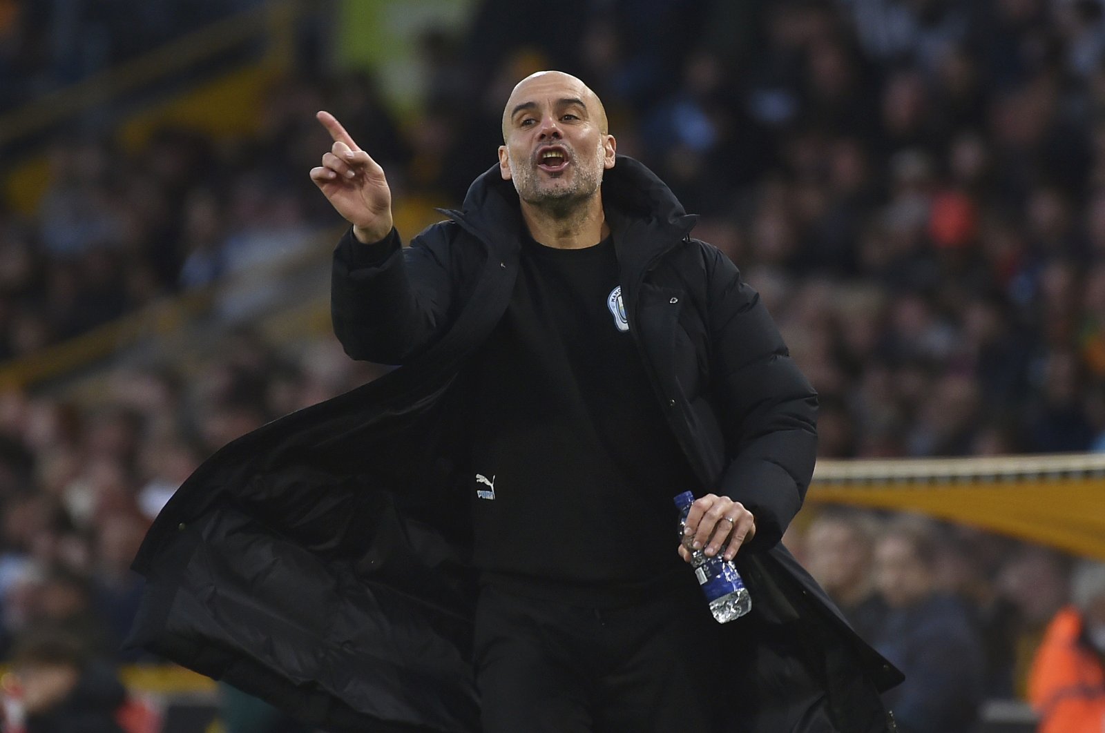 Man City manager Pep Guardiola during a Premier League match against the Wolves, Wolverhampton, England, May 11, 2022. (AP Photo)