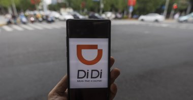 Ride-hailing giant Didi Chuxing mobile application is seen on a smartphone, in Shanghai, China, July 3, 2021. (EPA Photo)