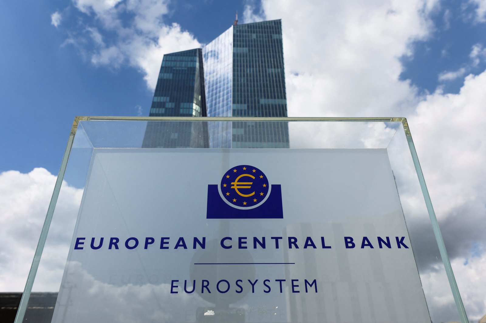 Signage is seen outside the European Central Bank (ECB) building, in Frankfurt, Germany, July 21, 2022. (Reuters Photo)
