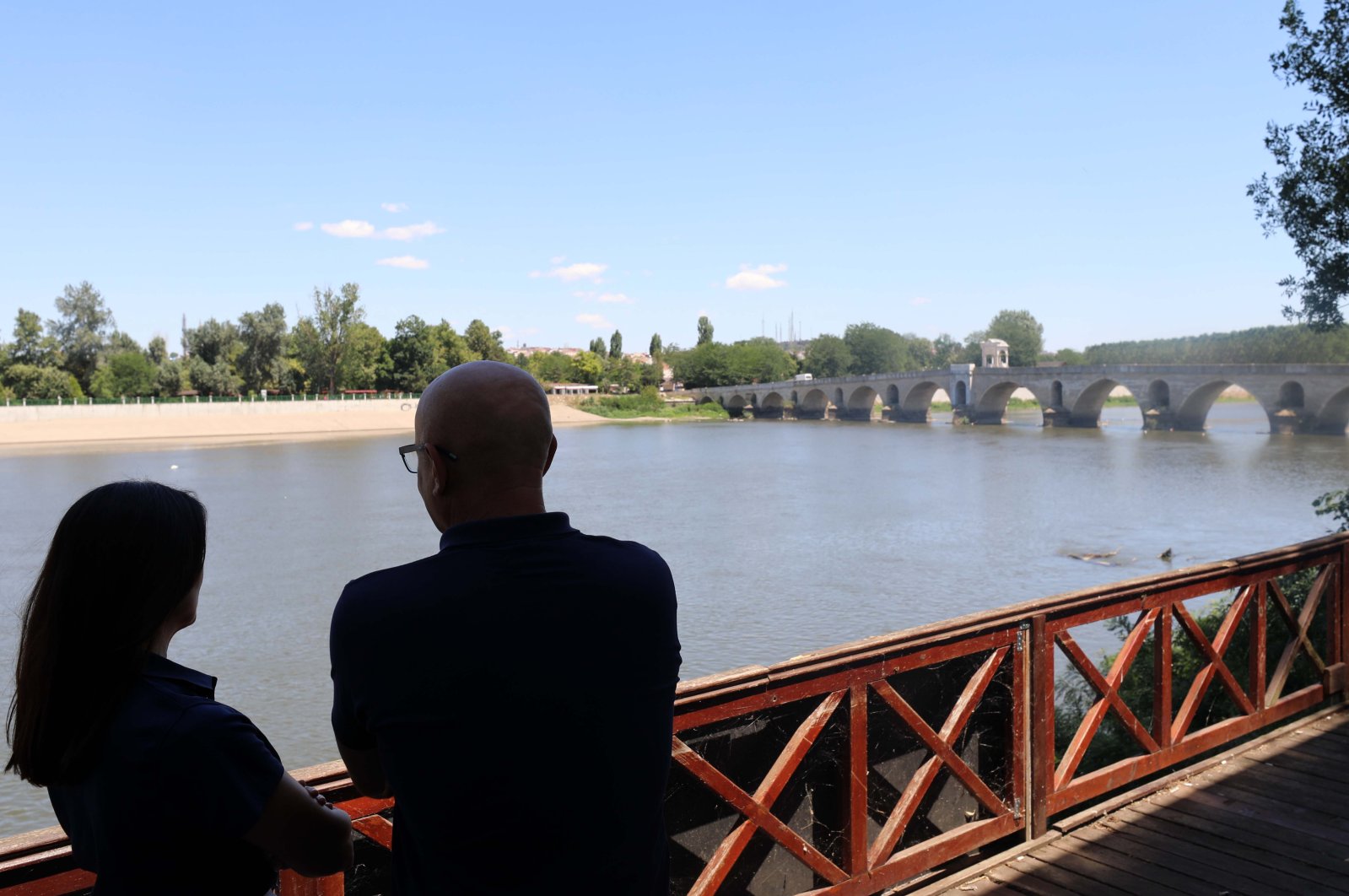 Members of the FISA delegation visit the Meriç River, Edirne, Turkey, July 21, 2022. (AA Photo)