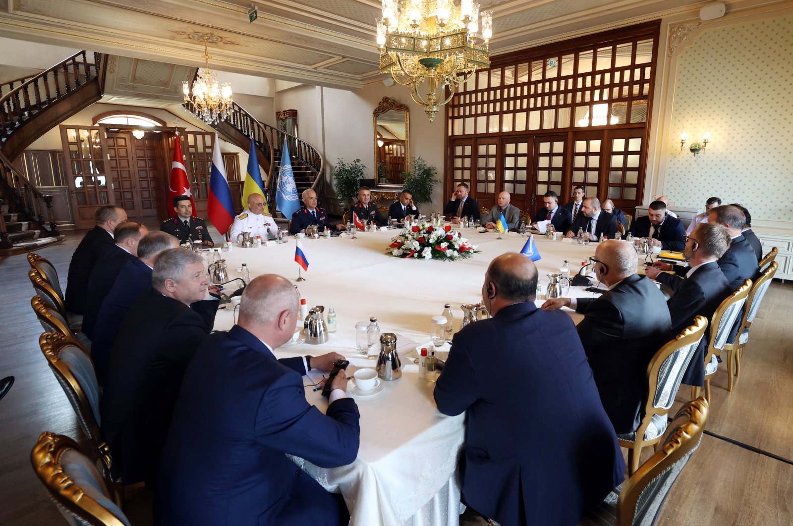 Russian, Ukrainian and Turkish military delegations meet with U.N. officials in Istanbul, Turkey July 13, 2022. (Turkish Defense Ministry/Handout via Reuters) 