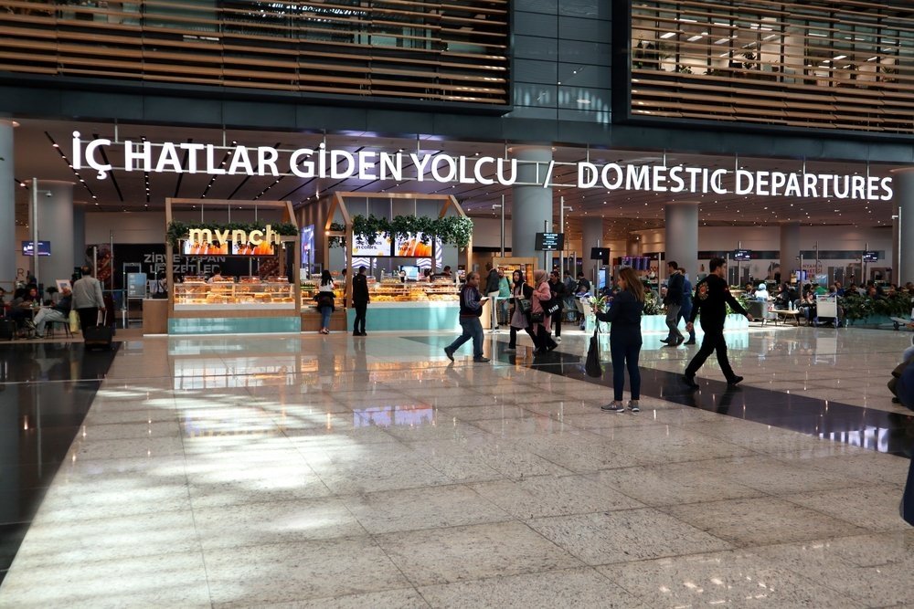 View of passengers from different countries at the new Istanbul airport domestic departures, Feb 12, 2020. (Shutterstock Photo)