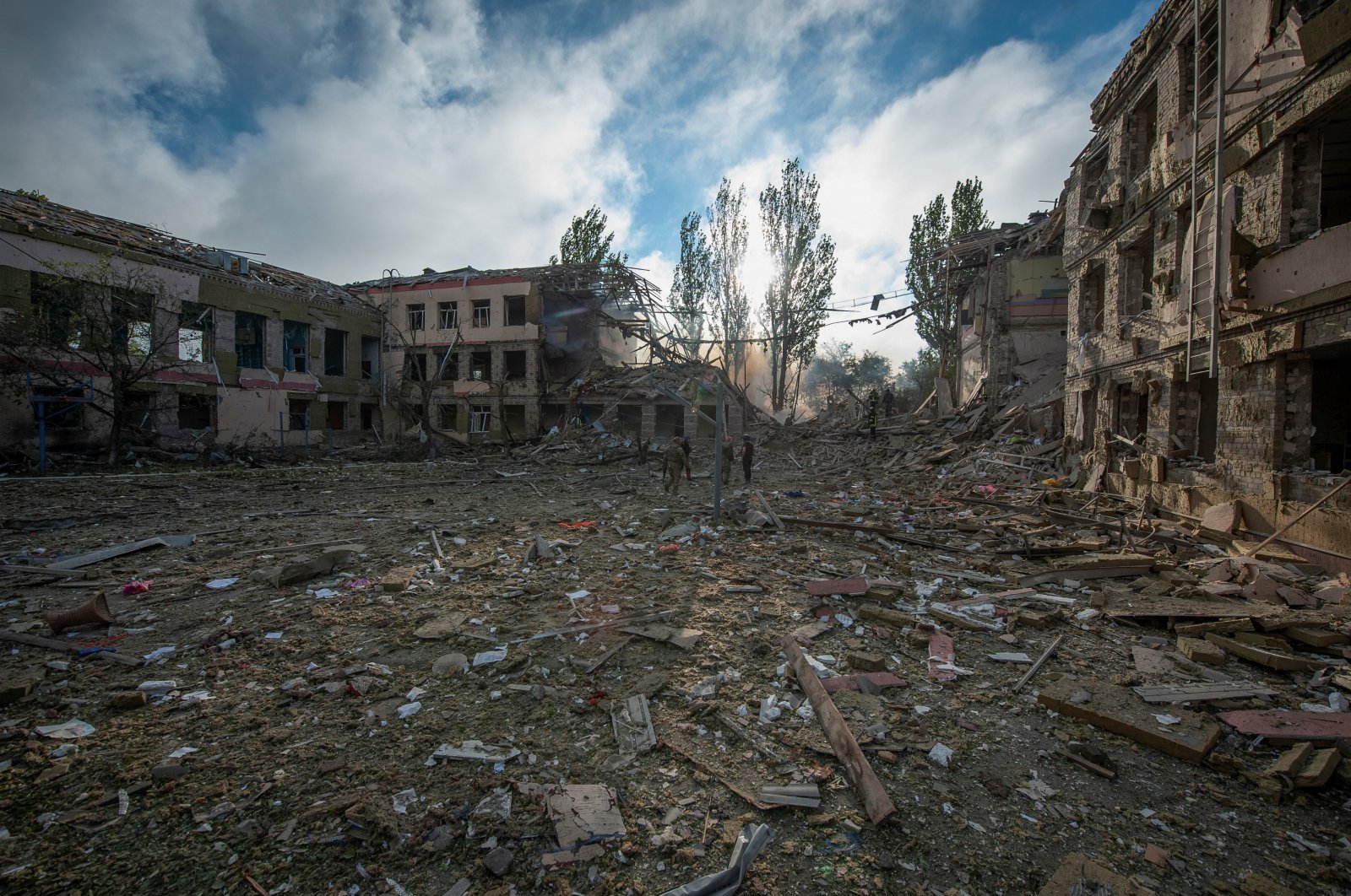 A view shows a school building destroyed by a Russian missile strike in Kramatorsk, Ukraine, July 21, 2022. (Reuters Photo)