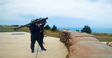 A representative picture shows the Sungur portable air defense missile in this screen grab from a video published on July 24, 2022.

