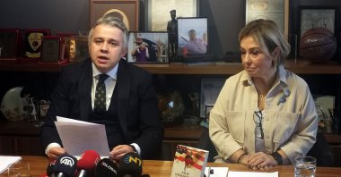 Şengül Hablemitoğlu (R), wife of Necip Hablemitoğlu, attends a press conference about the investigation, in the capital Ankara, Turkey, Dec. 19, 2019. (DHA PHOTO)