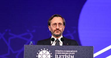 Presidential Communications Director Fahrettin Altun speaks at the joint opening meeting of the "National Strategic Communication Policy" and "Combating Disinformation" workshops, Istanbul, Turkey, Dec. 26, 2021. (AA Photo)