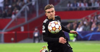 Beşiktaş’s Rıdvan Yılmaz in action during a Champions League match against Ajax, Amsterdam, Netherlands, Sept. 28, 2021. (Reuters Photo)
