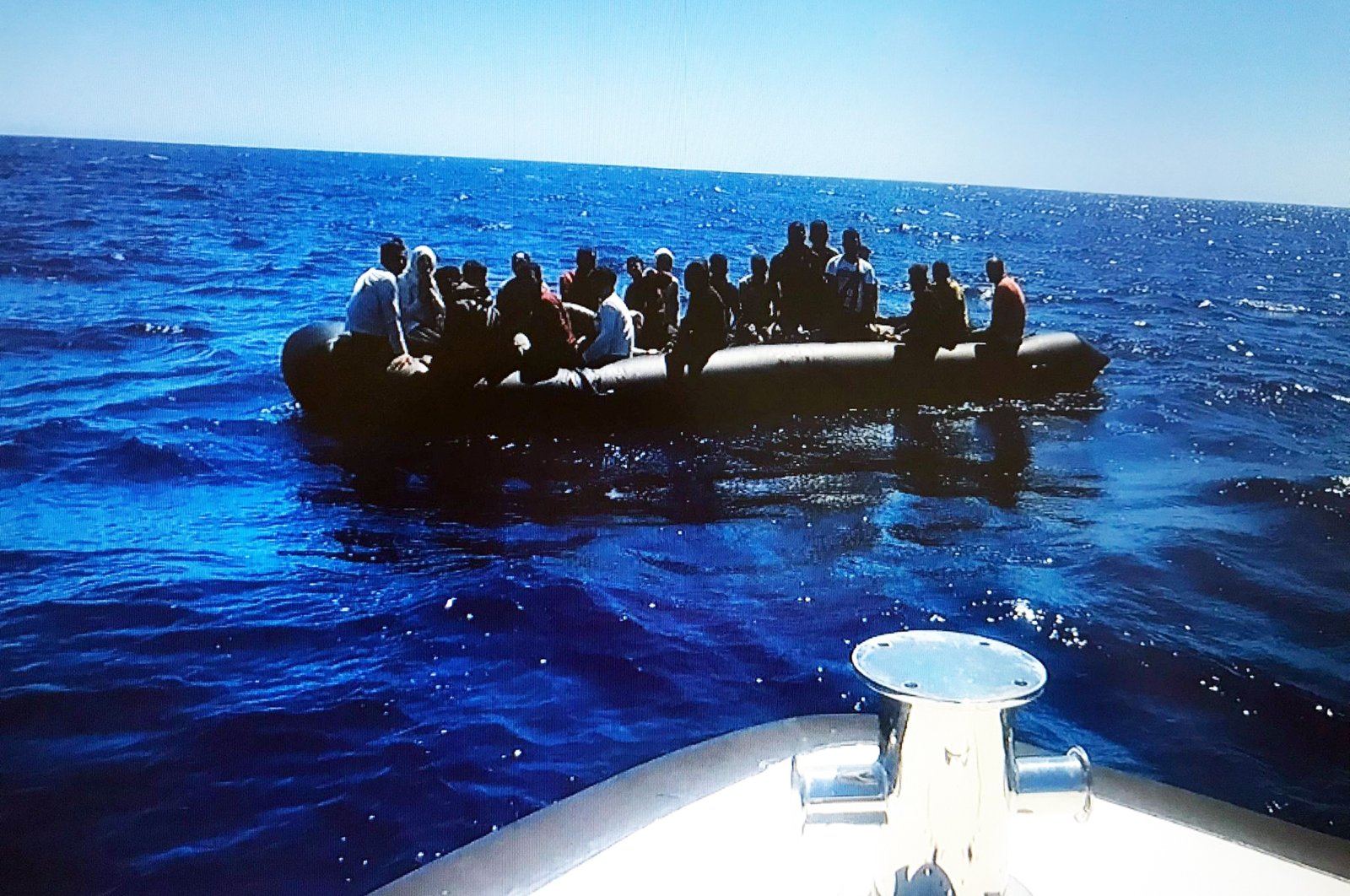 Turkish coast guard units rescue migrants in the Aegean Sea, Muğla, Turkey, July, 22, 2022. (İHA Photo)
