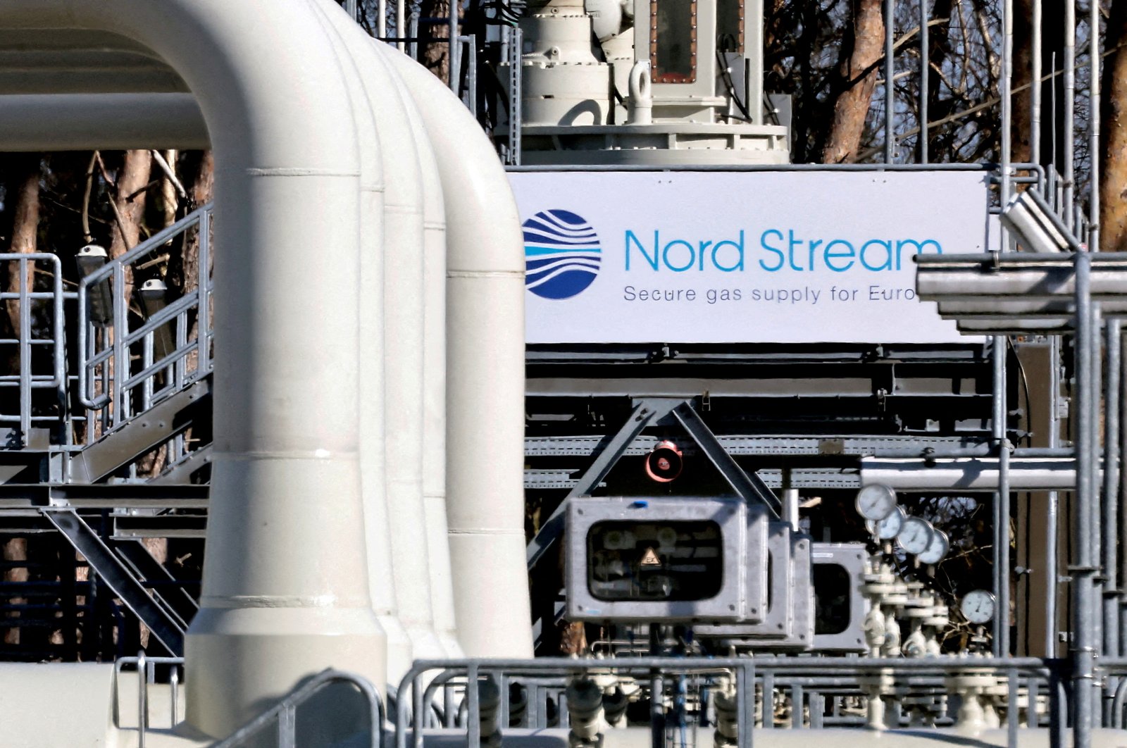 Pipes at the landfall facilities of the Nord Stream 1 gas pipeline are pictured in Lubmin, Germany, March 8, 2022. (Reuters Photo)