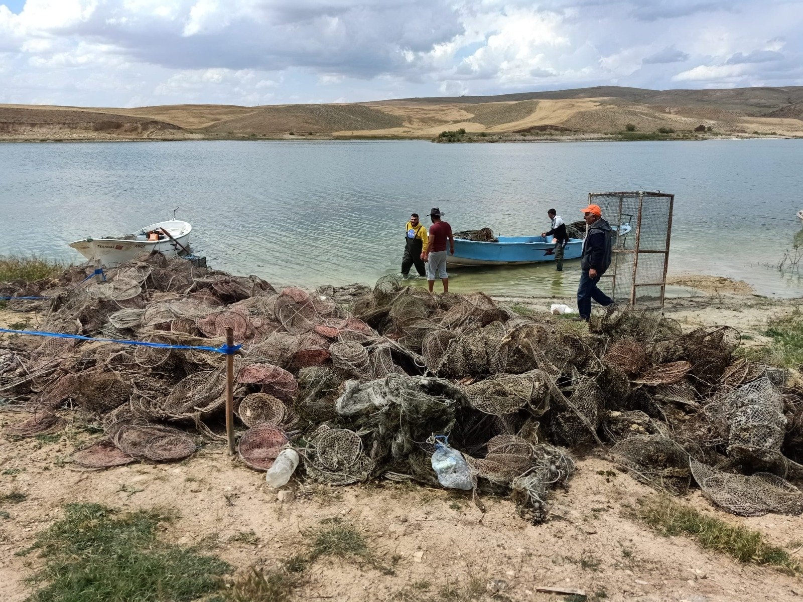 Ghost nets removed from Hirfanlı Dam Lake, in the capital Ankara, Turkey, July 24, 2022. (DHA Photo)